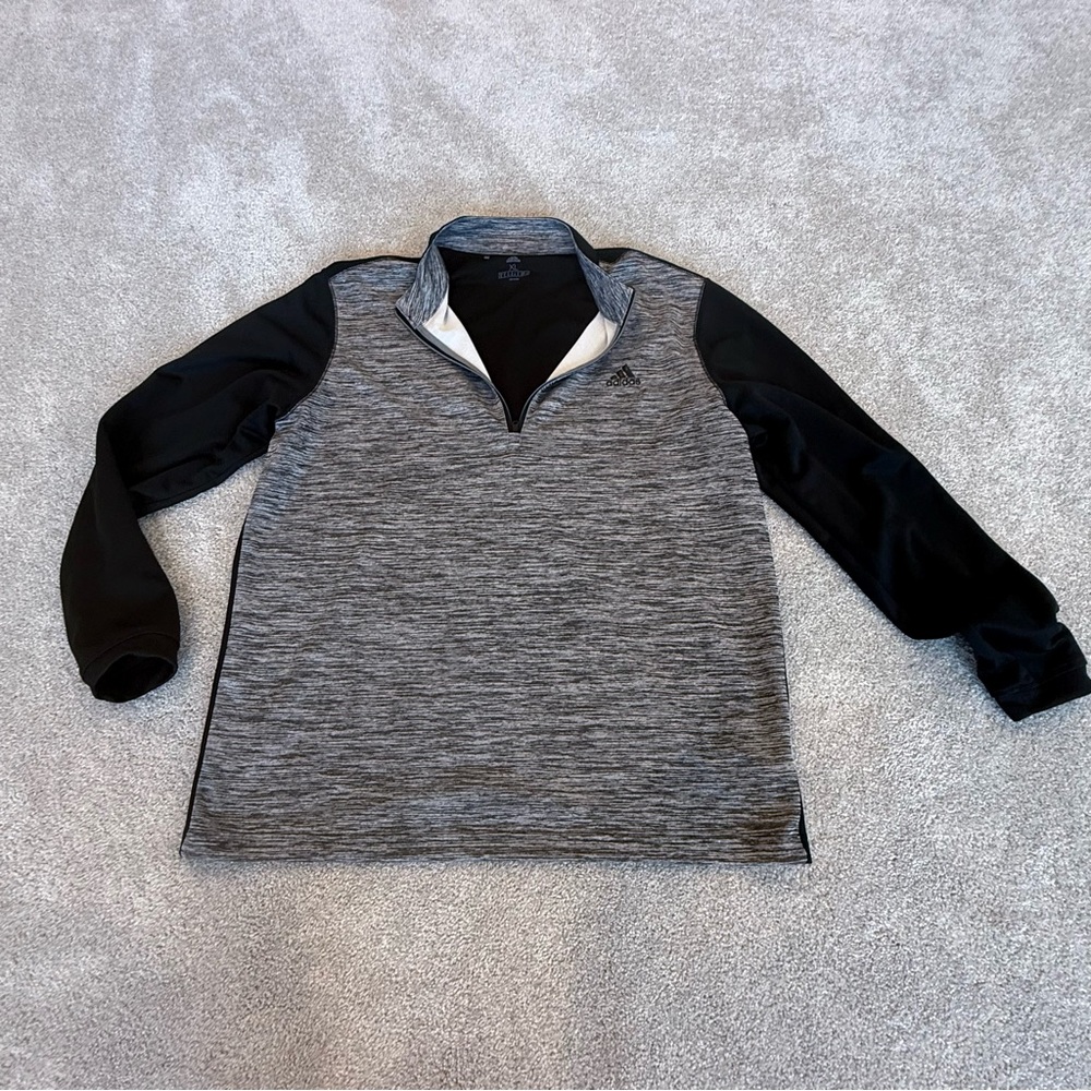 Adidas Heather Gray and Black Quarter-Zip